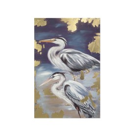 Cadre Romimex Bleu Doré Toile Héron 80 x 120 x 4 cm de Romimex, Peintures - Réf : D1618567, Prix : 76,00 €, Remise : %