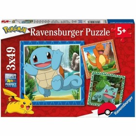 Set de 3 Puzzles Pokémon Ravensburger 05586 Bulbasaur, Charmander & Squirtle 147 Pièces de Pokémon, Puzzles classiques - Réf ...