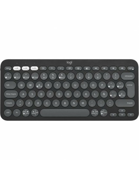 Drahtlose Tastatur Logitech Pebble Keys 2 K380s Qwerty Spanisch Schwarz Grau Graphit | Tienda24 Tienda24.eu