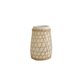 Blumenvase Romimex Weiß aus Keramik Rattan 20 x 30 x 20 cm von Romimex, Vasen - Ref: D1618841, Preis: 63,67 €, Rabatt: %