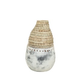 Vase Alexandra House Living Blanc Beige Céramique Rotin 25 x 40 x 25 cm de Alexandra House Living, Vases - Réf : D1618846, Pr...