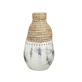 Vase Alexandra House Living Blanc Beige Céramique Rotin 25 x 60 x 25 cm de Alexandra House Living, Vases - Réf : D1618847, Pr...