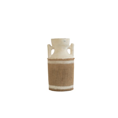 Vase Romimex White Sackcloth Ceramic 15 x 30 x 15 cm by Romimex, Vases - Ref: D1618851, Price: 54,43 €, Discount: %