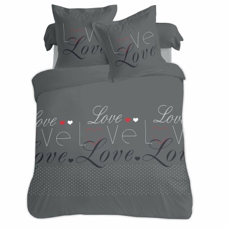 Housse de Couette Vision Love 200 x 200 cm Gris de Vision, Couettes et housses de couette - Réf : S7193902, Prix : 46,33 €, R...