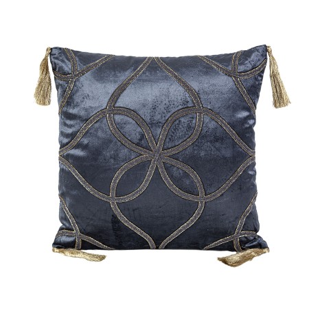 Cushion Romimex Dark blue Velvet Tassels 45 x 10 x 45 cm by Romimex, Cushions - Ref: D1618930, Price: 48,25 €, Discount: %