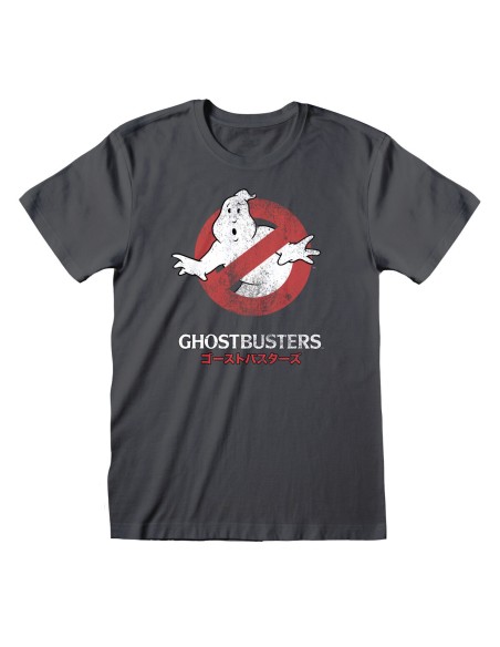 T-shirt à manches courtes unisex The Ghostbusters Japanese Text Gris foncé | Tienda24 Tienda24.eu