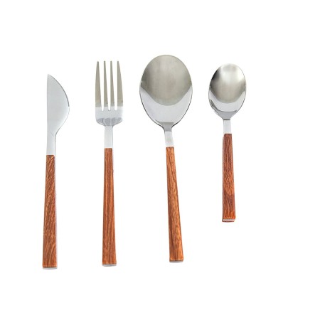 Set de couverts Romimex Marron Argenté Acier inoxydable Plastique 28 x 4 x 18 cm 4 Pièces de Romimex, Ménagère - Réf : D16190...