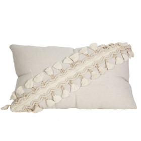 Coussin Romimex Blanc Pompons 30 x 10 x 50 cm de Romimex, Coussins - Réf : D1619189, Prix : 16,29 €, Remise : %