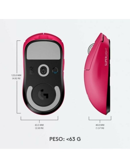 Rato Logitech G PRO X SUPERLIGHT 2 LIGHTSPEED Cor de Rosa Magenta | Tienda24 Tienda24.eu