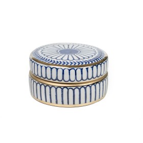 Boîte Décorative Romimex Bleu Blanc Porcelaine 15 x 7 x 15 cm de Romimex, Boîtes - Réf : D1619565, Prix : 46,22 €, Remise : %