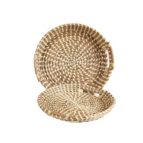 Set of trays Romimex Beige Natural Fibre 2 Pieces by Romimex, Plates and dishes - Ref: D1619948, Price: 78,06 €, Discount: %