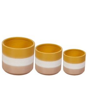 Set of Planters Romimex Yellow Beige Ceramic (3 Pieces) by Romimex, Cachepots - Ref: D1619957, Price: 93,47 €, Discount: %