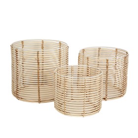 Set de pots de fleurs Romimex Naturel Rotin (3 Pièces) de Romimex, Cache-pots - Réf : D1620085, Prix : 126,35 €, Remise : %