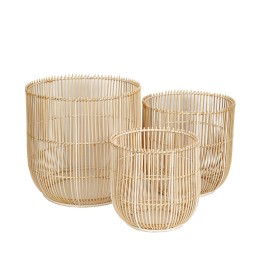 Set of Planters Romimex Natural Rattan (3 Pieces) by Romimex, Cachepots - Ref: D1620086, Price: 126,35 €, Discount: %