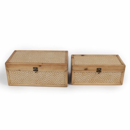 Set of decorative boxes Romimex Natural Wood (2 Pieces) by Romimex, Boxes - Ref: D1620102, Price: 89,36 €, Discount: %