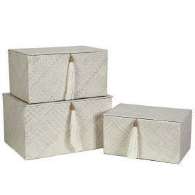 Set of decorative boxes Romimex Black Natural Fibre (3 Pieces) by Romimex, Boxes - Ref: D1620104, Price: 95,54 €, Discount: %