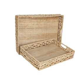 Set of trays Romimex Natural wicker 2 Pieces by Romimex, Plates and dishes - Ref: D1620129, Price: 40,27 €, Discount: %