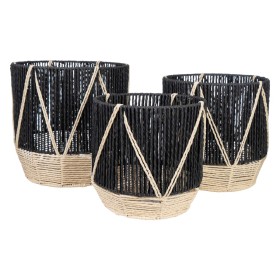 Set de pots de fleurs Romimex Noir Corde (3 Pièces) de Romimex, Cache-pots - Réf : D1620156, Prix : 60,61 €, Remise : %