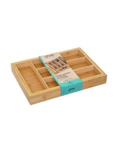 Bote para Utensilios de Cocina Versa Gris 8,5 x 17,6 x 15 cm ABS Bambú | Tienda24 Tienda24.eu