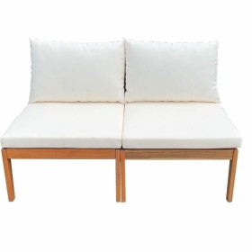 Garden sofa Alma White Brown Acacia 124 x 70 x 77,5 cm by BigBuy Home, Sofas - Ref: S7198726, Price: 161,68 €, Discount: %