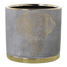 Plantador Alexandra House Living Cinzento Dourado Cerâmica Elefante 18 x 18 x 15 cm de Alexandra House Living, Vasos - Ref: D...