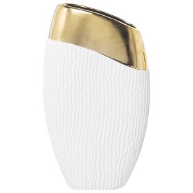 Vase Alexandra House Living White Golden Ceramic 9 x 21 x 36 cm by Alexandra House Living, Vases - Ref: D1620890, Price: 55,3...