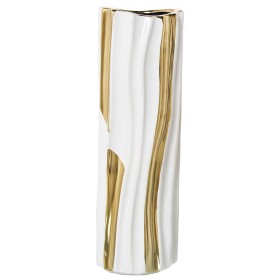 Vaso Alexandra House Living Branco Dourado Cerâmica 11 x 11 x 33 cm de Alexandra House Living, Jarrões - Ref: D1620893, Preço...