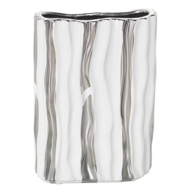 Vase Alexandra House Living White Silver Ceramic 19 x 8 x 25 cm by Alexandra House Living, Vases - Ref: D1620895, Price: 18,0...