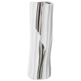 Vase Alexandra House Living White Silver Ceramic 11 x 10 x 33 cm by Alexandra House Living, Vases - Ref: D1620896, Price: 26,...