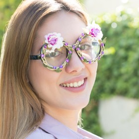 Óculos para Festas com Flores e Brilhantes Fashion