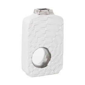 Vaso Alexandra House Living Branco Prateado Cerâmica 8 x 18 x 27 cm de Alexandra House Living, Jarrões - Ref: D1620916, Preço...