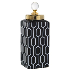 Potiche Alexandra House Living Blanc Noir Céramique 11 x 11 x 31 cm de Alexandra House Living, Vases - Réf : D1620923, Prix :...