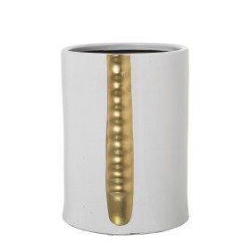 Vaso Alexandra House Living Branco Dourado Cerâmica 17 x 17 x 23 cm de Alexandra House Living, Jarrões - Ref: D1620924, Preço...