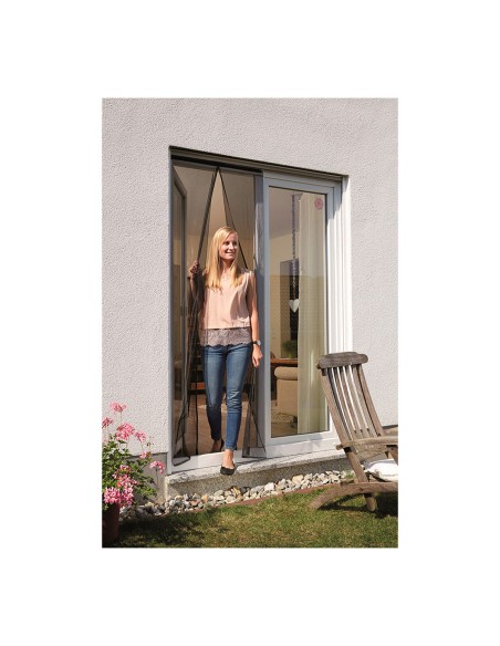 Cortina Mosquitera Schellenberg Puertas Magnético 90 x 210 cm Antracita Fibra de Vidrio | Tienda24 Tienda24.eu