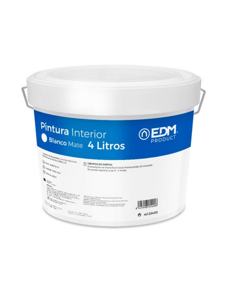 Pittura EDM Interno Mat Bianco 4 L da EDM, Pittura per pareti - Ref: S7905252, Precio: €12.38, Descuento: %