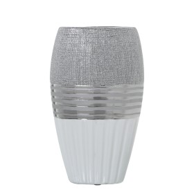 Vaso Alexandra House Living Branco Prateado Cerâmica 14 x 9 x 24 cm de Alexandra House Living, Jarrões - Ref: D1620995, Preço...