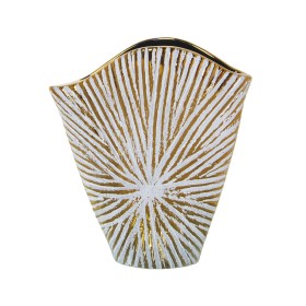 Vaso Alexandra House Living Branco Dourado Cerâmica 9 x 24 x 27 cm de Alexandra House Living, Jarrões - Ref: D1621041, Preço:...