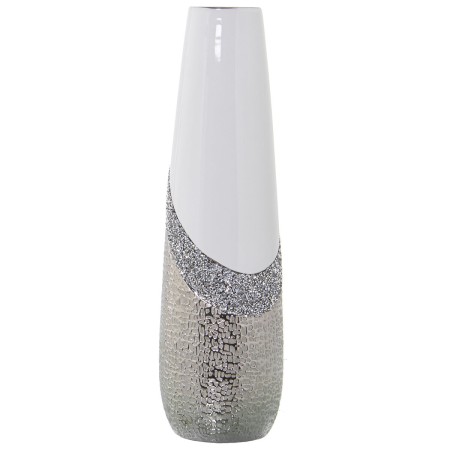 Vase Alexandra House Living Blanc Argenté Céramique Brillant 13 x 13 x 45 cm de Alexandra House Living, Vases - Réf : D162104...