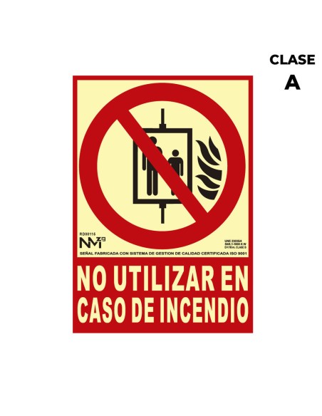 Cartel Normaluz No utilizar en caso de incendio PVC (21 x 30 cm) | Tienda24 Tienda24.eu