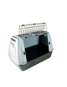 Cage de transport pour animaux de compagnie MPETS 62 x 53 x 58 cm Blanc Blanc/Noir Plastique | Tienda24 Tienda24.eu