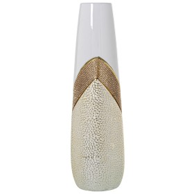 Vase Alexandra House Living White Golden Silver Ceramic Shiny 14 x 14 x 45 cm by Alexandra House Living, Vases - Ref: D162110...