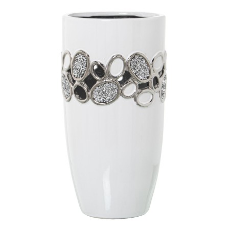 Vase Alexandra House Living Blanc Argenté Céramique 15 x 15 x 27 cm de Alexandra House Living, Vases - Réf : D1621131, Prix :...