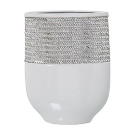 Vaso Alexandra House Living Branco Prateado Cerâmica 9 x 18 x 23 cm de Alexandra House Living, Jarrões - Ref: D1621154, Preço...