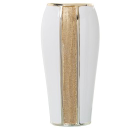 Vase Alexandra House Living Blanc Doré Céramique Brillant 12 x 18 x 36 cm de Alexandra House Living, Vases - Réf : D1621157, ...