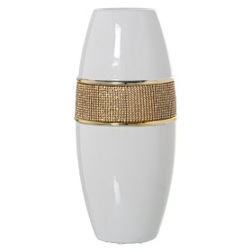 Vase Alexandra House Living Blanc Doré Céramique Brillant 14 x 14 x 30 cm de Alexandra House Living, Vases - Réf : D1621177, ...