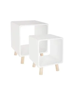 Mesa de Cabeceira DKD Home Decor Branco Castanho Acácia Madeira de mangueira 45 x 40 x 60 cm | Tienda24 Tienda24.eu