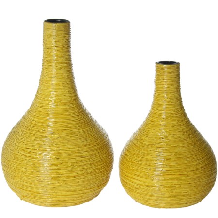 Conjunto de 2 Vasos Alexandra House Living Amarelo Cerâmica 25 x 36 x 37 cm (2 Peças) de Alexandra House Living, Jarrões - Re...