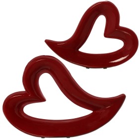 Statua Decorativa Alexandra House Living Heart Rosso Ceramica 2 Unità (2 Pezzi) di Alexandra House Living, Oggetti da collezi...