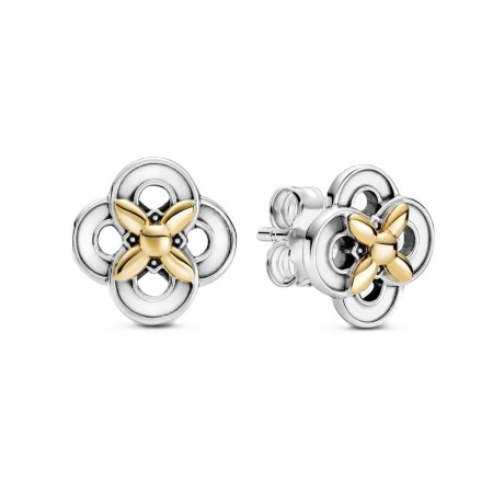 Pendientes Mujer Pandora TWO-TONE FLOWER Plata de ley 925 de Pandora, Pendientes - Ref: S72105688, Precio: 94,15 €, Descuento: %