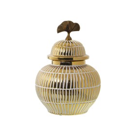 Potiche Alexandra House Living Blanc Doré Céramique 18 x 26 cm de Alexandra House Living, Vases - Réf : D1621411, Prix : 48,1...